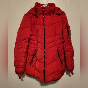 Madden Girl Faux Fur "Detachable" Hoodie Coat (Size L/G)